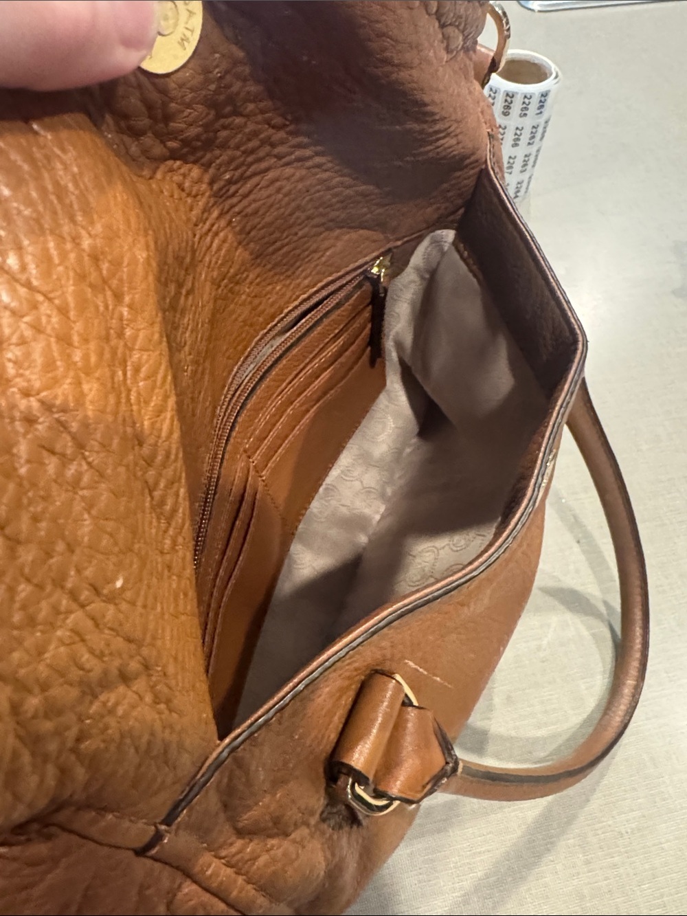 Michael Kors Cognac Leather Satchel with Gold Hardware - Picture 9 of 10
